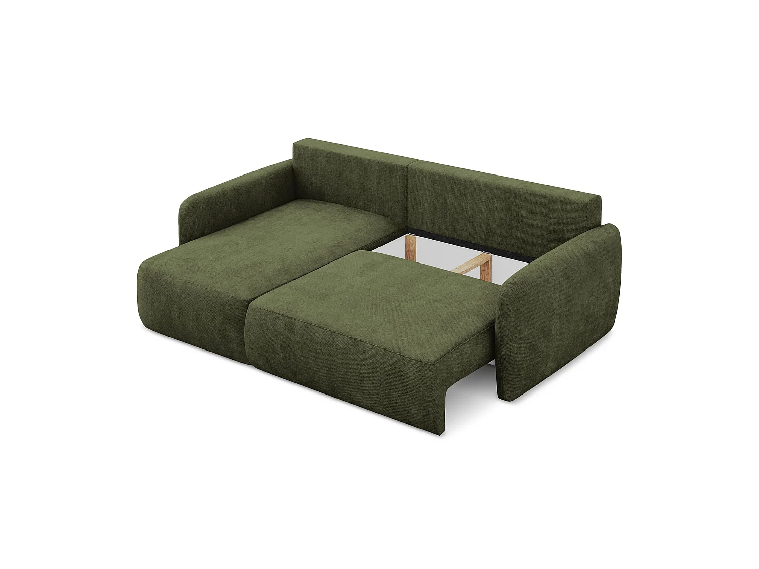 Canapé d’angle 2 places gauche convertible en tissu chenille - olive - CORLE
