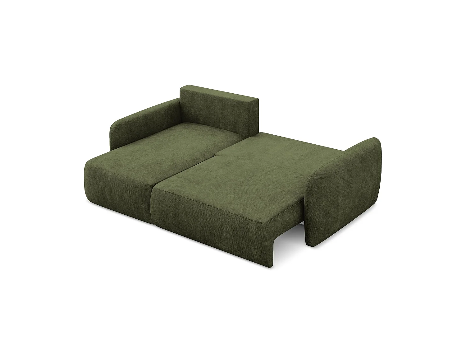 Canapé d’angle 2 places gauche convertible en tissu chenille - olive - CORLE