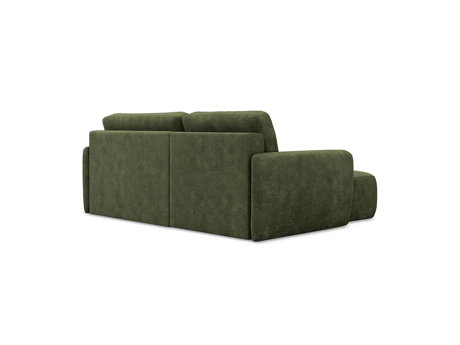 Canapé d’angle 2 places gauche convertible en tissu chenille - olive - CORLE
