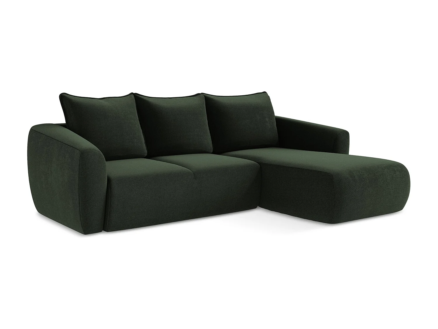 Canapé d'angle droit convertible en tissu texturé - bouteille verte - GUAVA