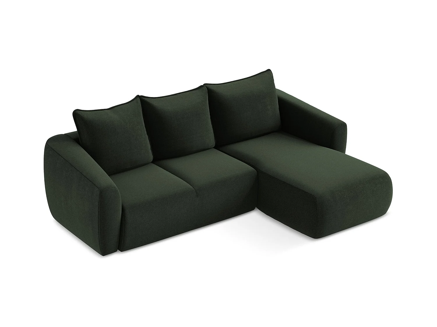 Canapé d'angle droit convertible en tissu texturé - bouteille verte - GUAVA