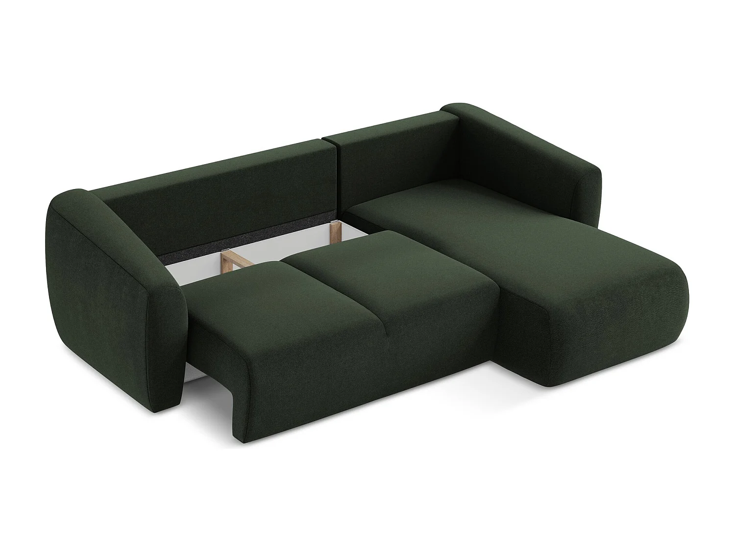 Canapé d'angle droit convertible en tissu texturé - bouteille verte - GUAVA