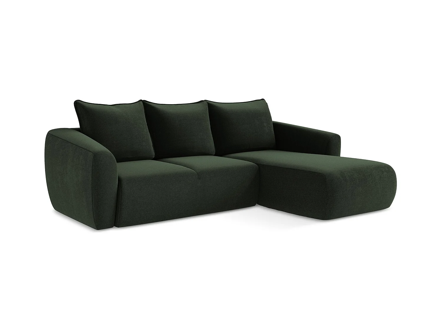 Canapé d'angle droit convertible en tissu texturé - bouteille verte - GUAVA