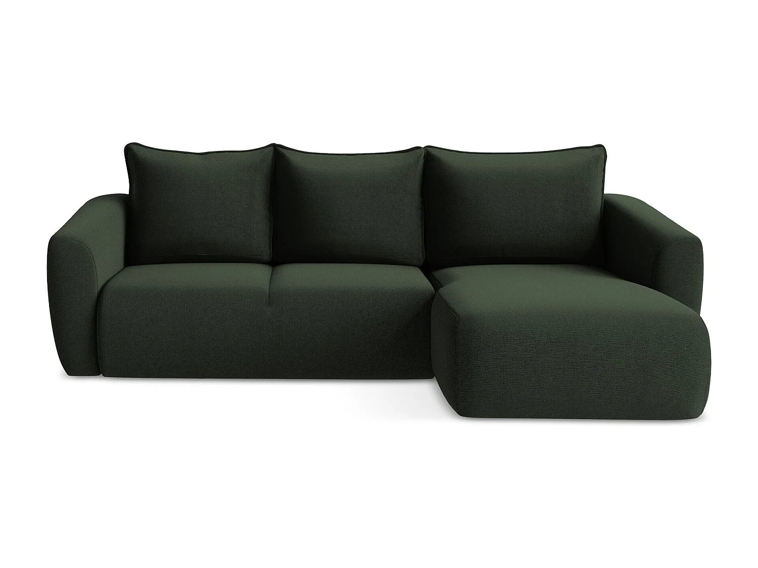 Canapé d'angle droit convertible en tissu texturé - bouteille verte - GUAVA