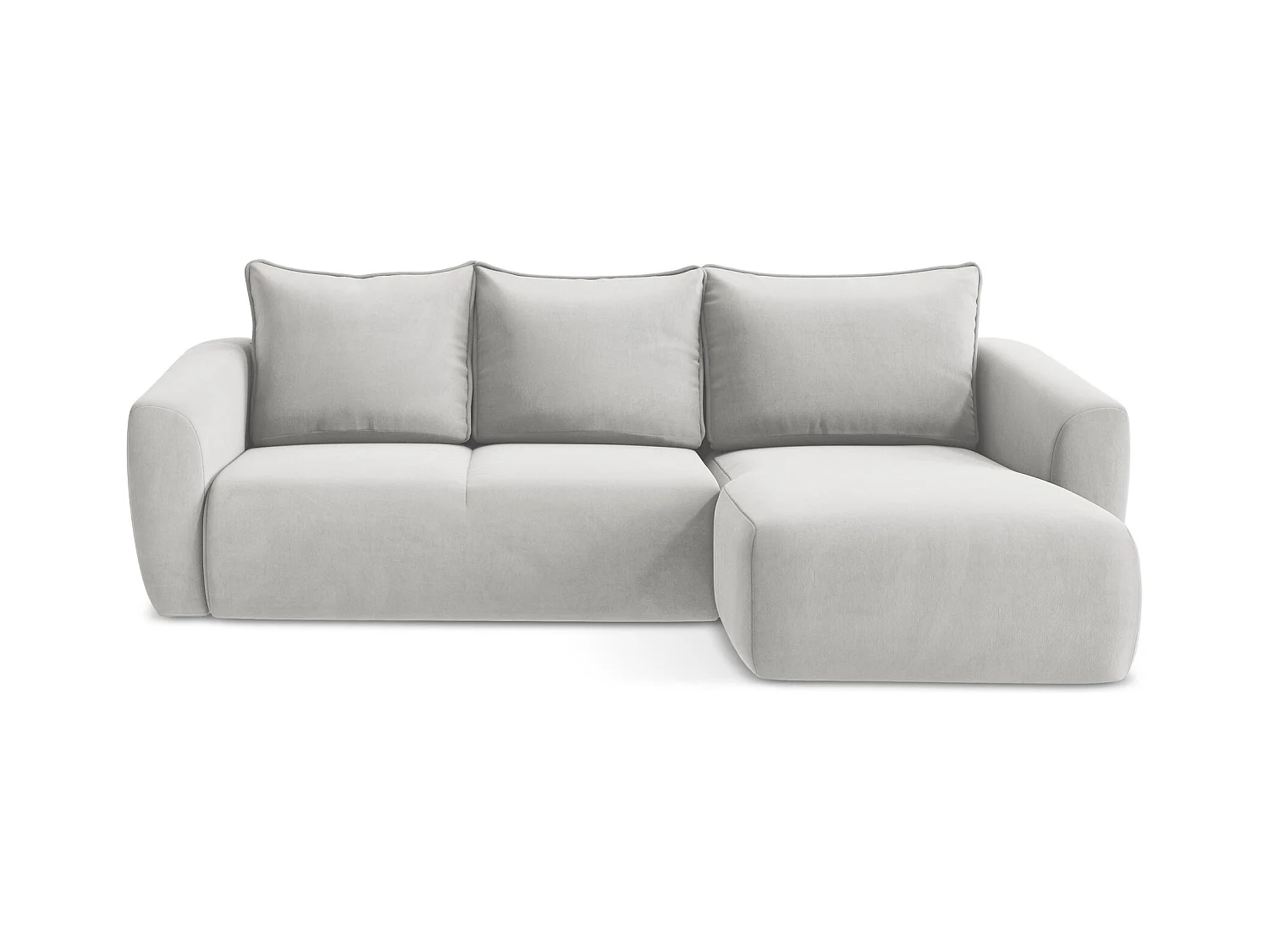 Canapé d'angle droit convertible en velours - argent - GUAVA