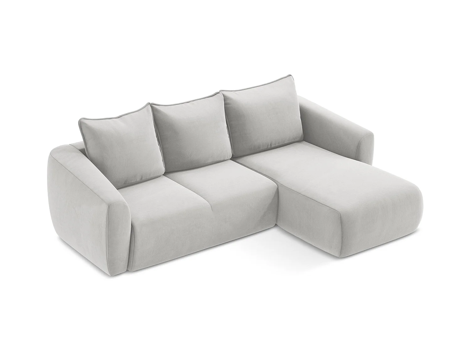 Canapé d'angle droit convertible en velours - argent - GUAVA