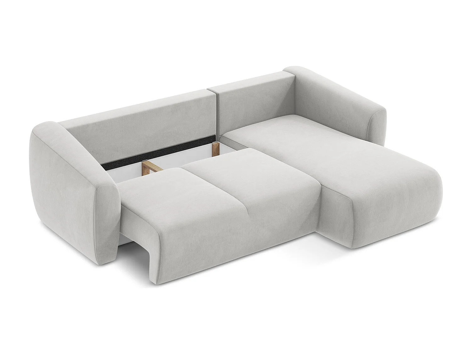 Canapé d'angle droit convertible en velours - argent - GUAVA