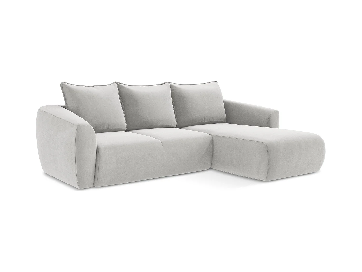 Ecksofa mit Schlaffunktion - Ecke Rechts - Samt - Silber - GUAVA
