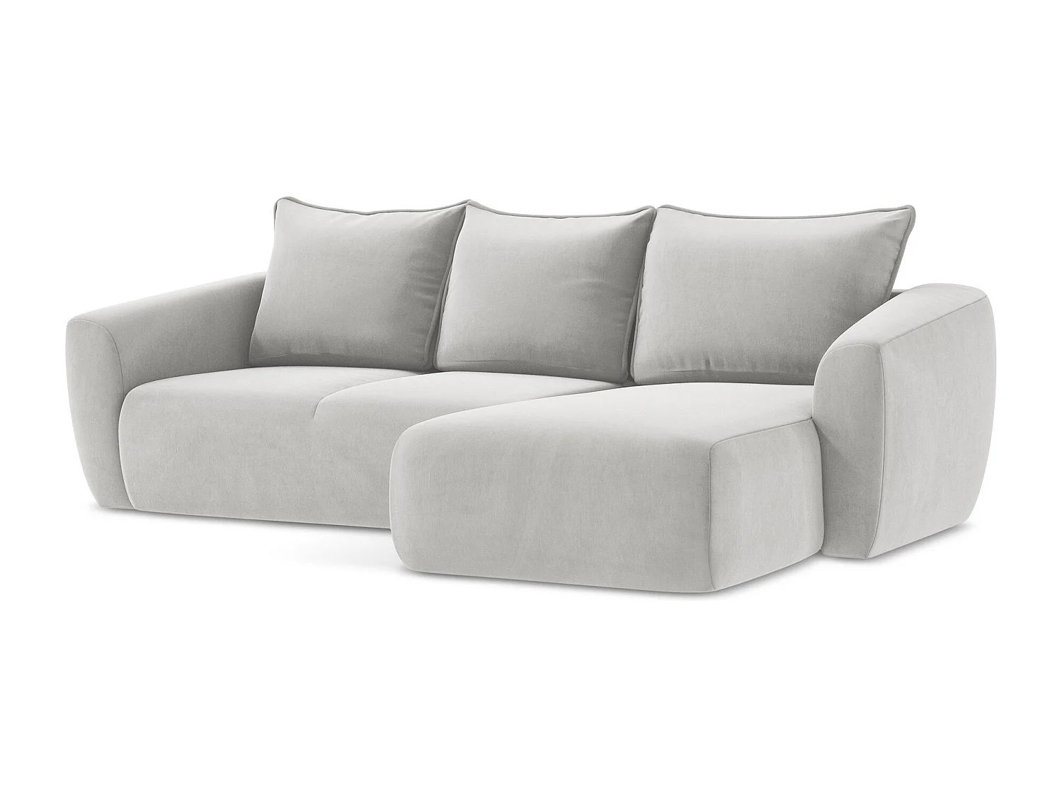 Canapé d'angle droit convertible en velours - argent - GUAVA