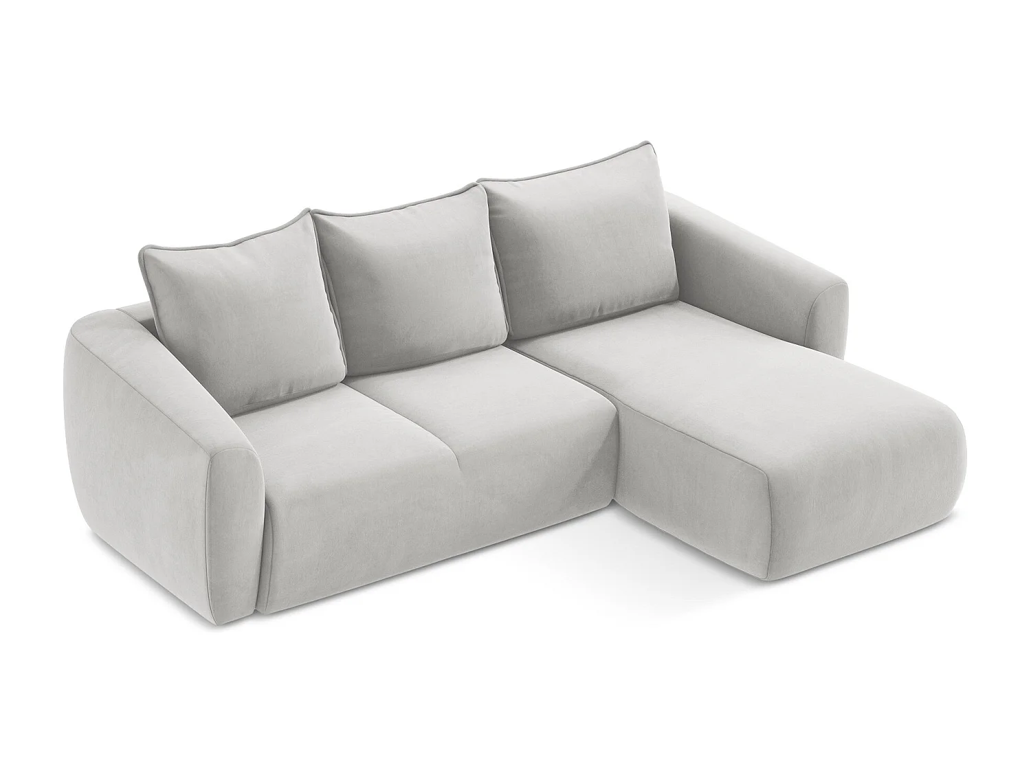 Canapé d'angle droit convertible en velours - argent - GUAVA