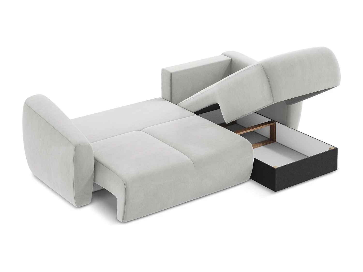 Canapé d'angle droit convertible en velours - argent - GUAVA