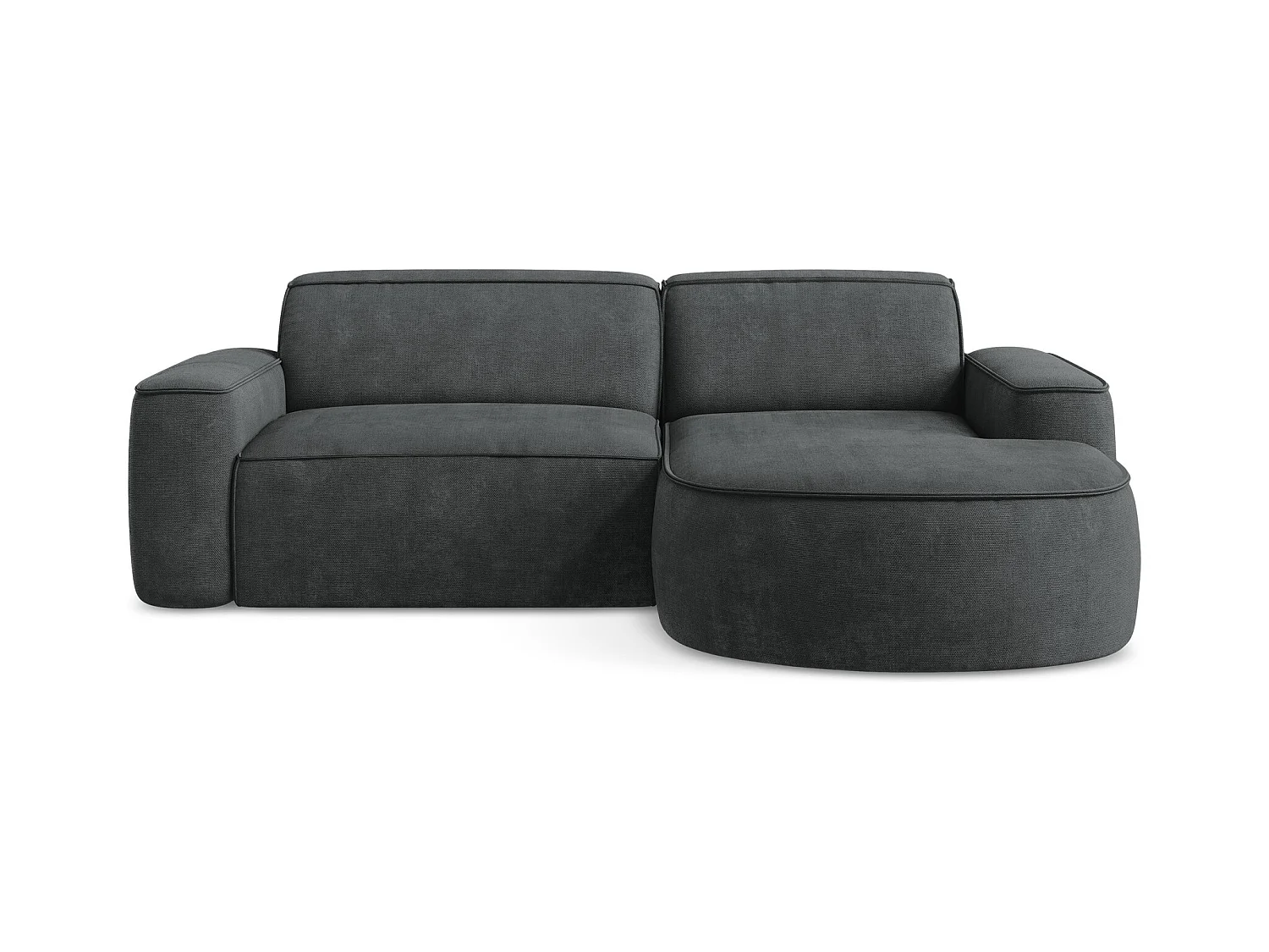 Canapé d'angle 2,5 places modulaire droit en tissu chenille - gris foncé - OMAO