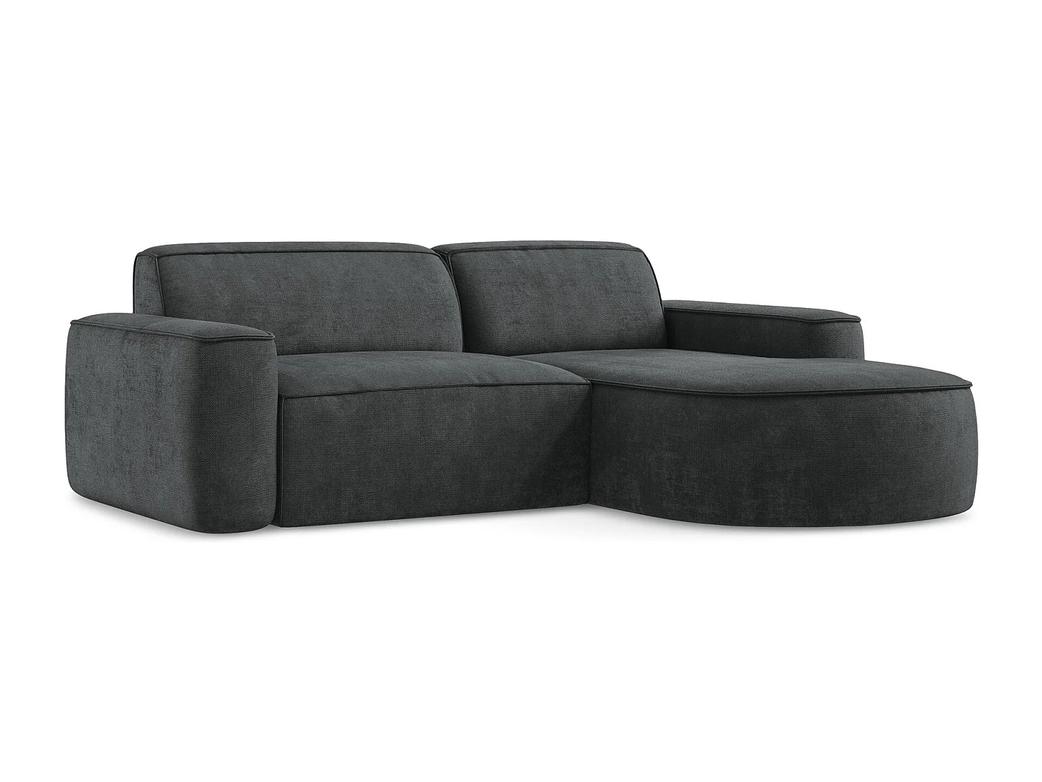Modulaire hoekbank rechts van donkergrijs chenille stof - OMAO