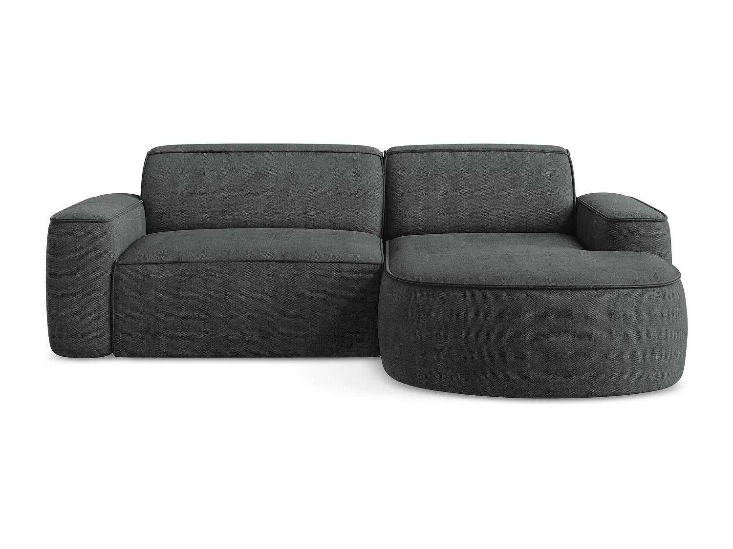 Modulaire hoekbank rechts van donkergrijs chenille stof - OMAO