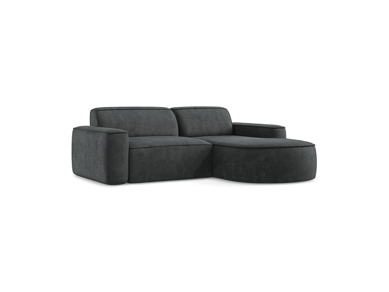 Canapé d'angle 2,5 places modulaire droit en tissu chenille - gris foncé - MELISSA