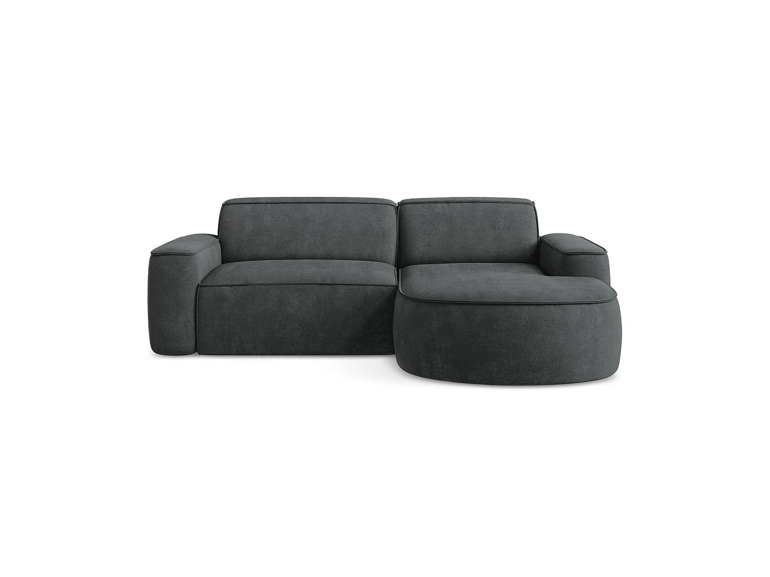 Canapé d'angle 2,5 places modulaire droit en tissu chenille - gris foncé - MELISSA