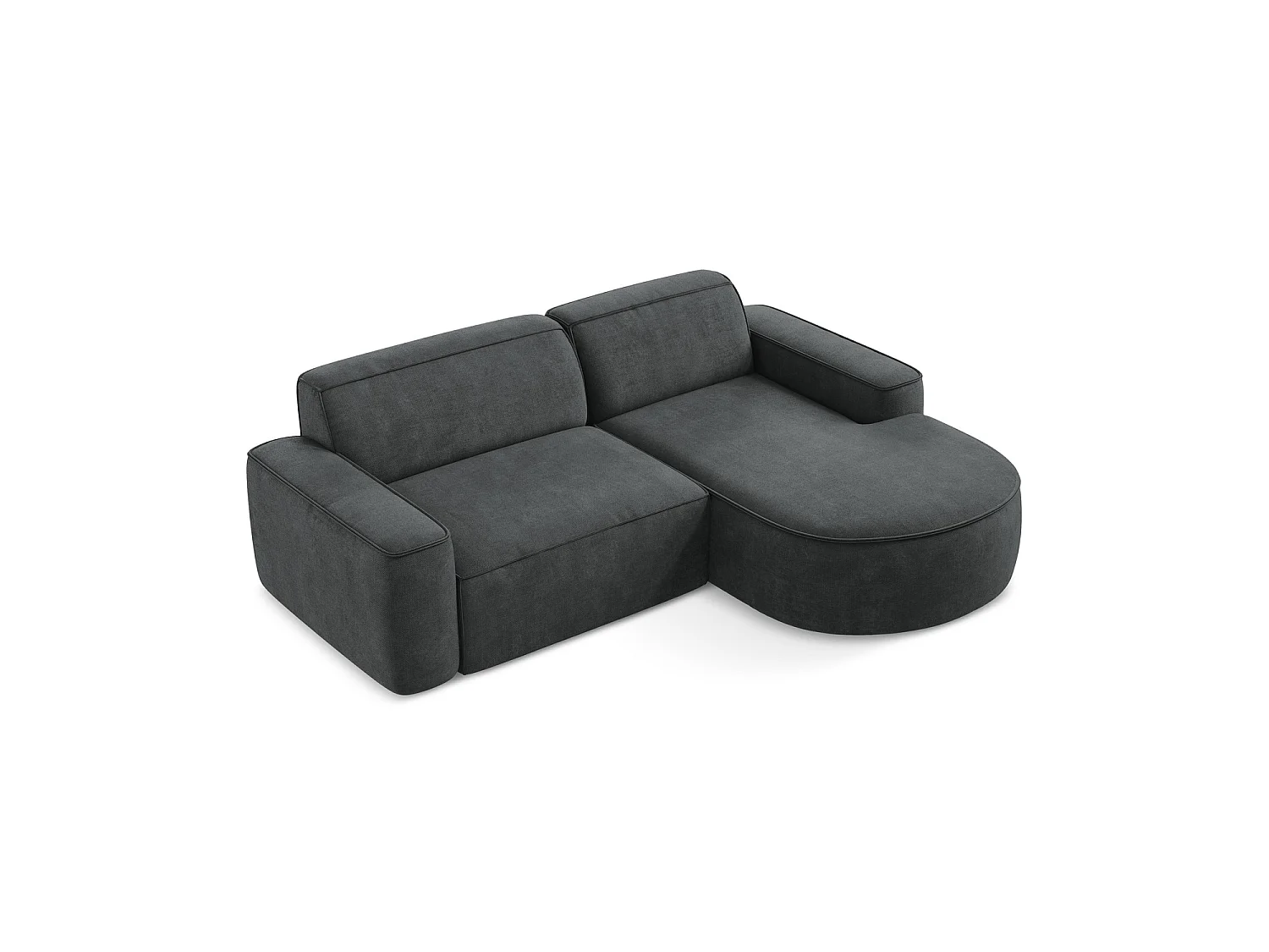 Canapé d'angle 2,5 places modulaire droit en tissu chenille - gris foncé - MELISSA