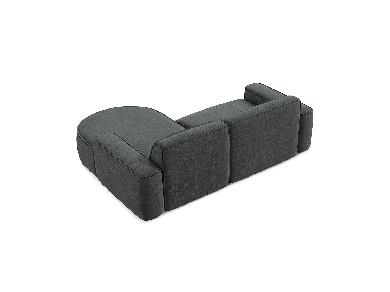 Canapé d'angle 2,5 places modulaire droit en tissu chenille - gris foncé - MELISSA