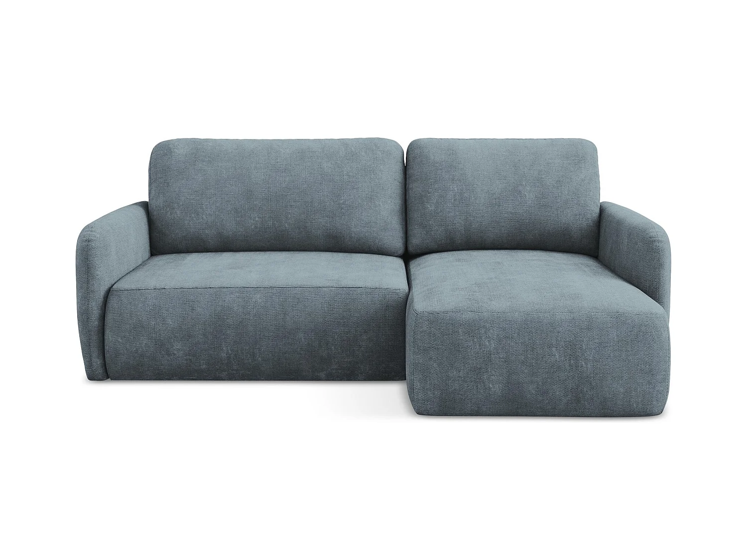 Canapé d'angle droit convertible en tissu chenille - jeans - LILO