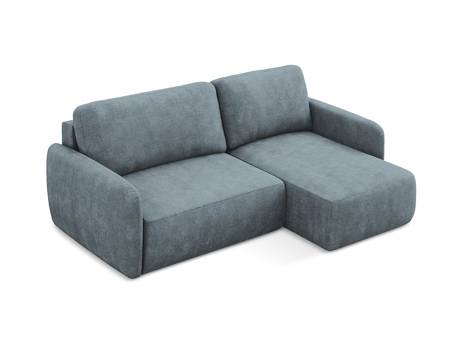 Canapé d'angle droit convertible en tissu chenille - jeans - LILO