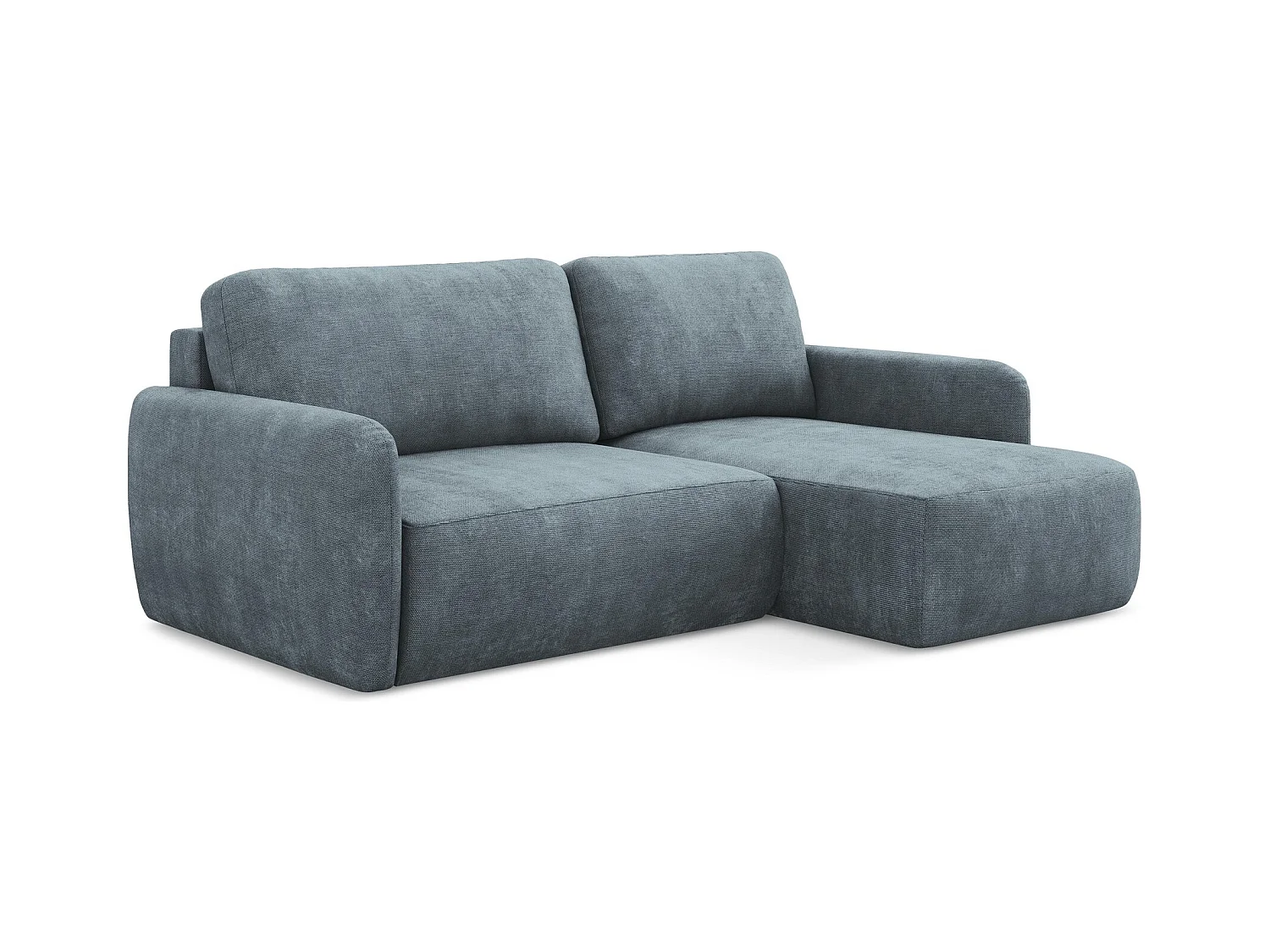 Ecksofa mit Schlaffunktion - Ecke Rechts - Chenille - Jeans - LILO