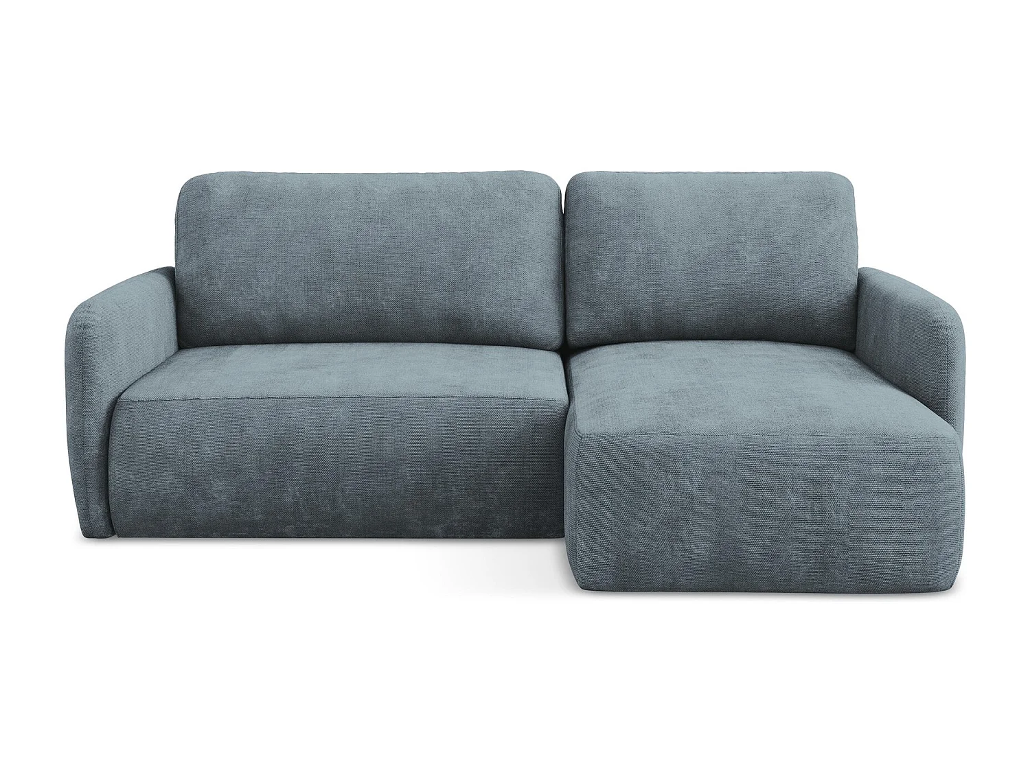 Canapé d'angle droit convertible en tissu chenille - jeans - LILO