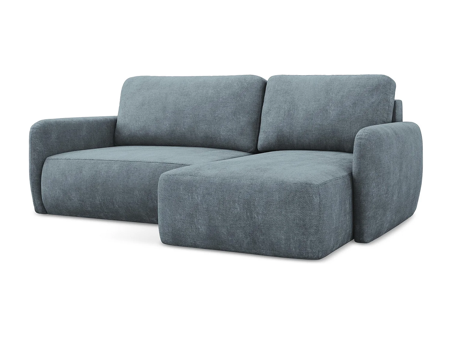 Canapé d'angle droit convertible en tissu chenille - jeans - LILO