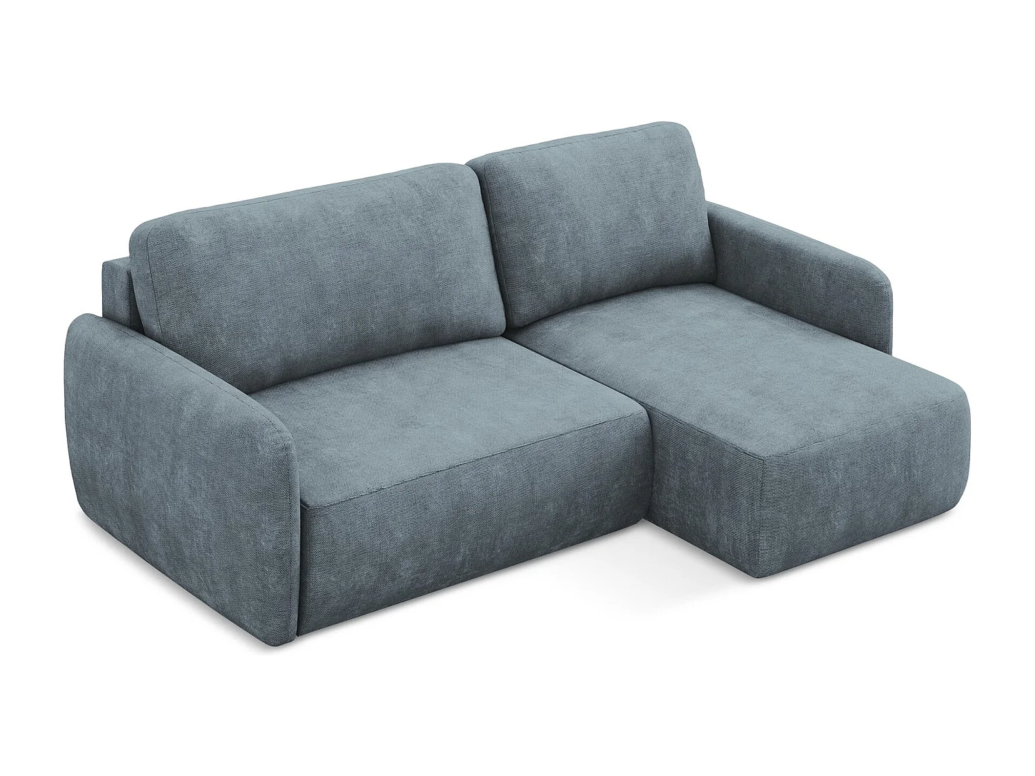 Canapé d'angle droit convertible en tissu chenille - jeans - LILO