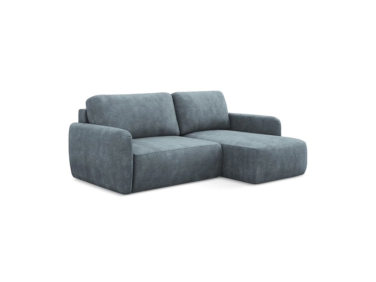 Canapé d'angle droit convertible en tissu chenille - jeans - CORLE