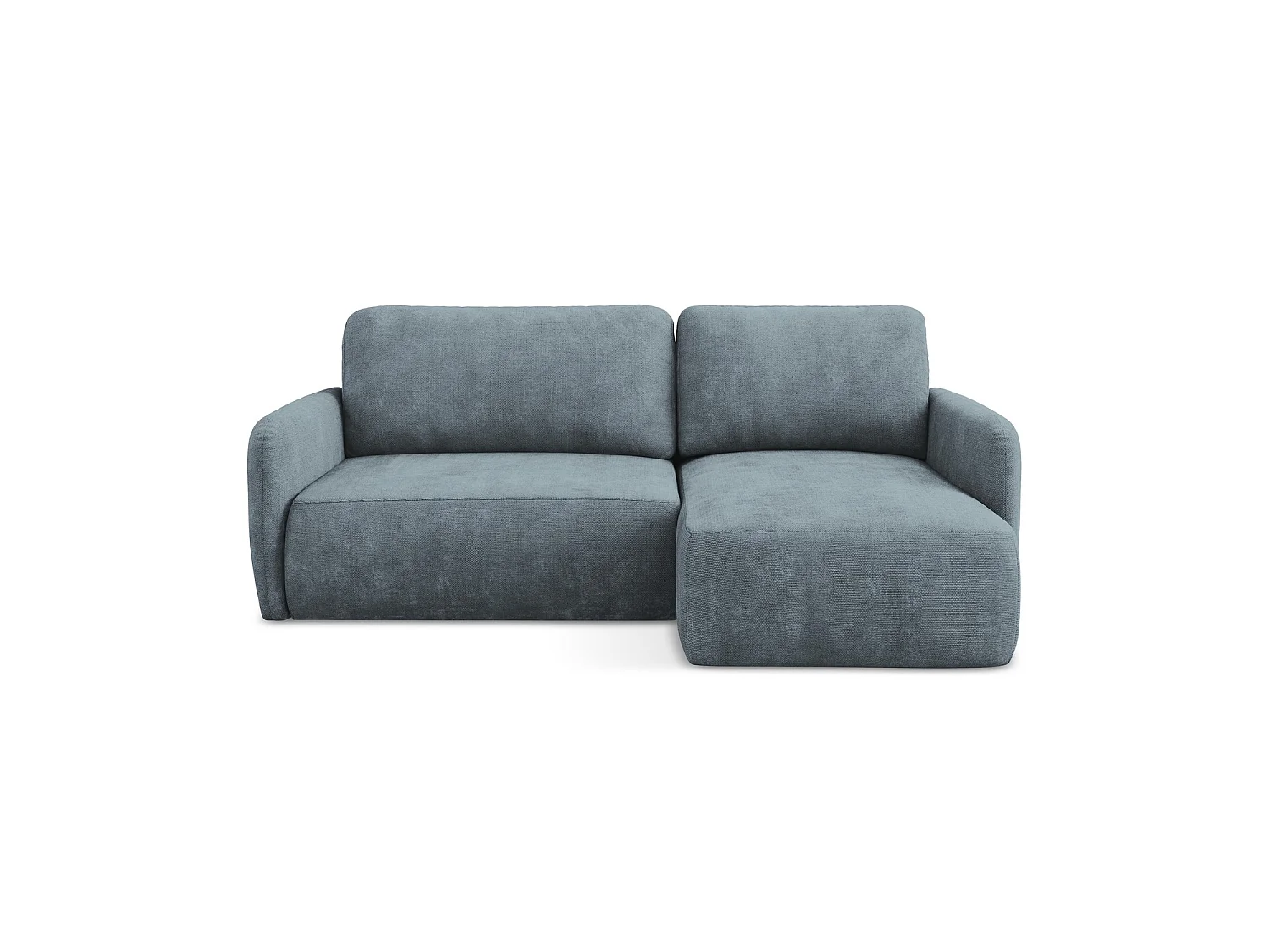 Canapé d'angle droit convertible en tissu chenille - jeans - CORLE