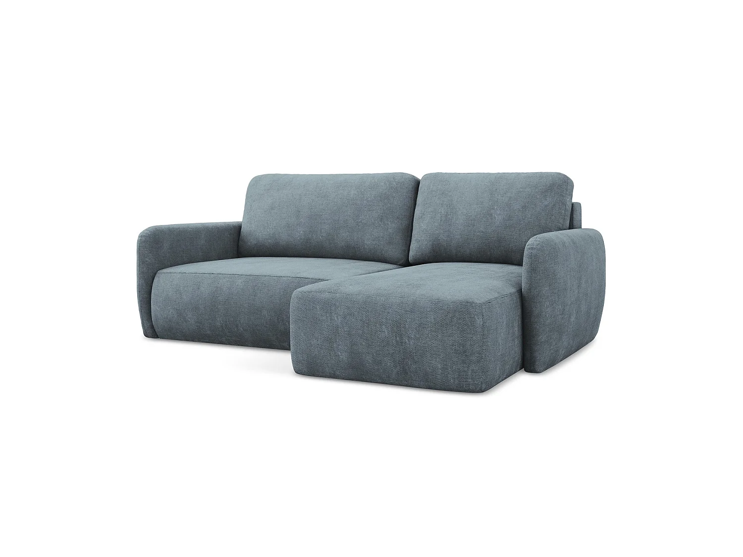 Canapé d'angle droit convertible en tissu chenille - jeans - CORLE