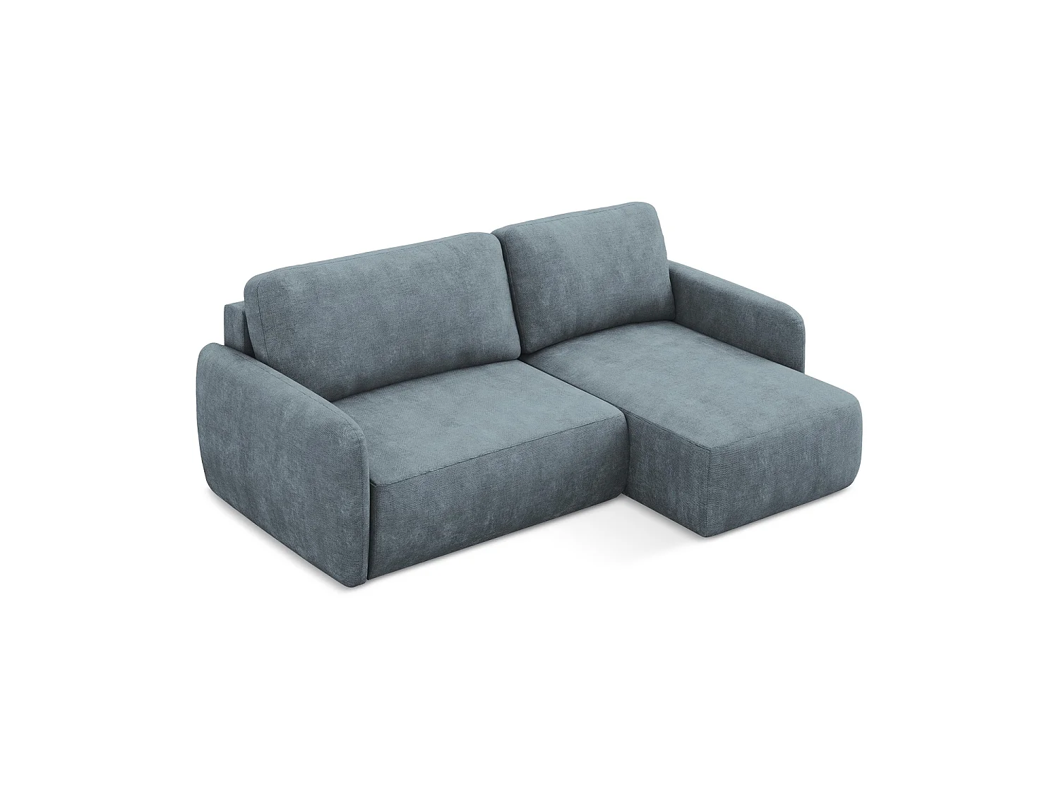 Canapé d'angle droit convertible en tissu chenille - jeans - CORLE