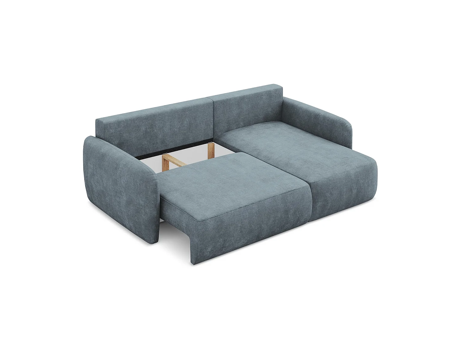 Canapé d'angle droit convertible en tissu chenille - jeans - CORLE
