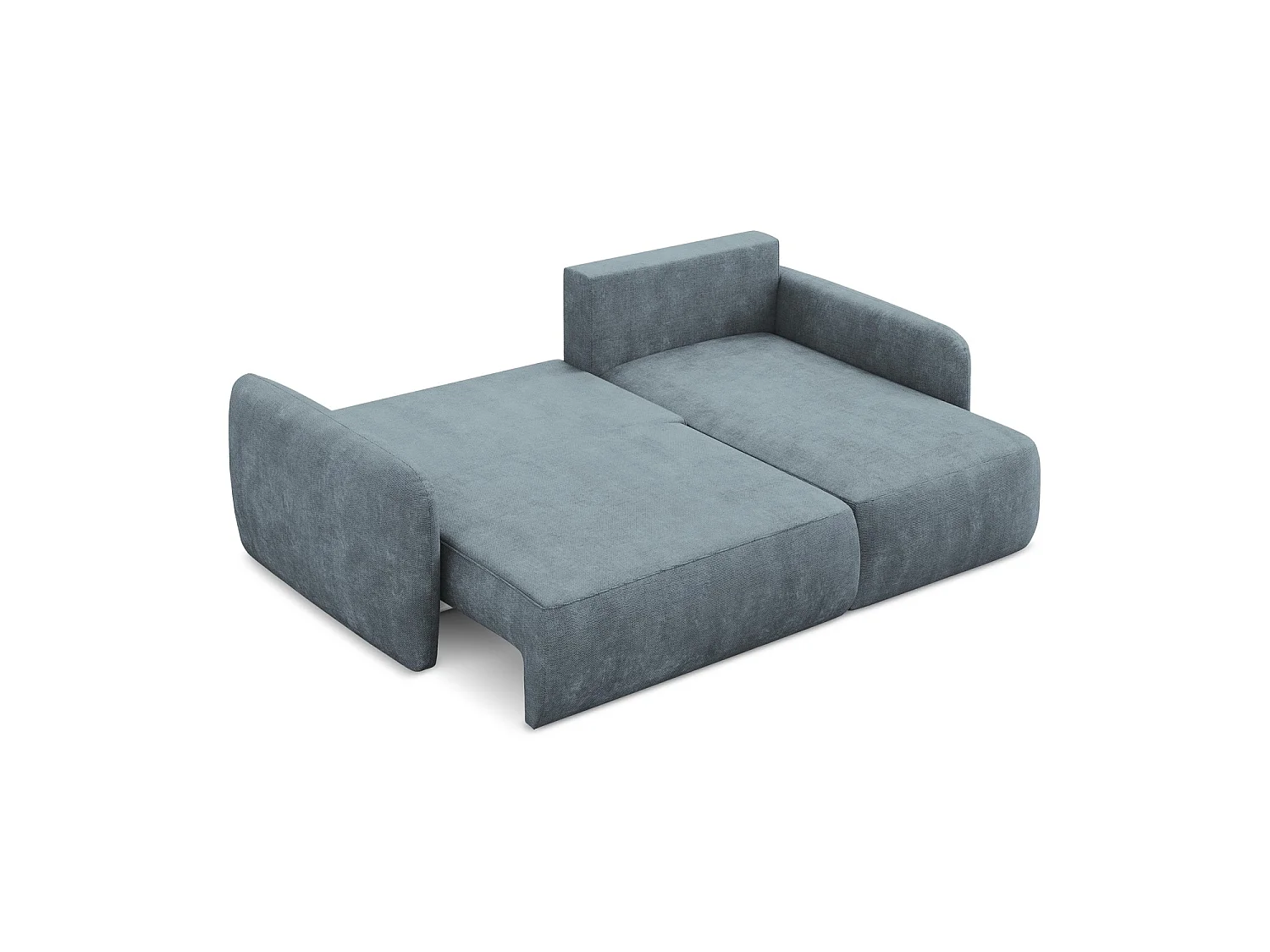 Canapé d'angle droit convertible en tissu chenille - jeans - CORLE