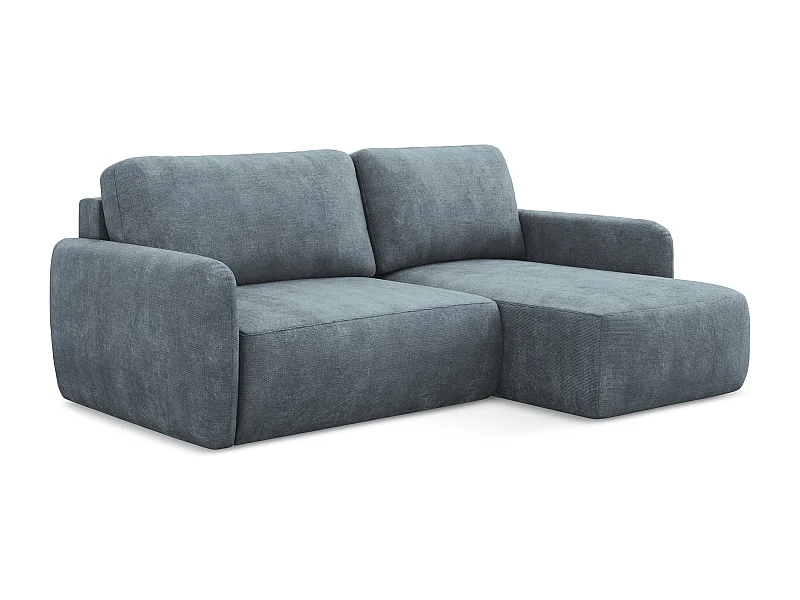 Canapé d'angle droit convertible en tissu chenille - jeans - LILO