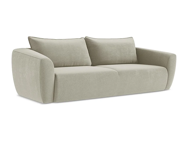 3-Sitzer Sofa mit Schlaffunktion - Strukturstoff - Hell beige - GUAVA