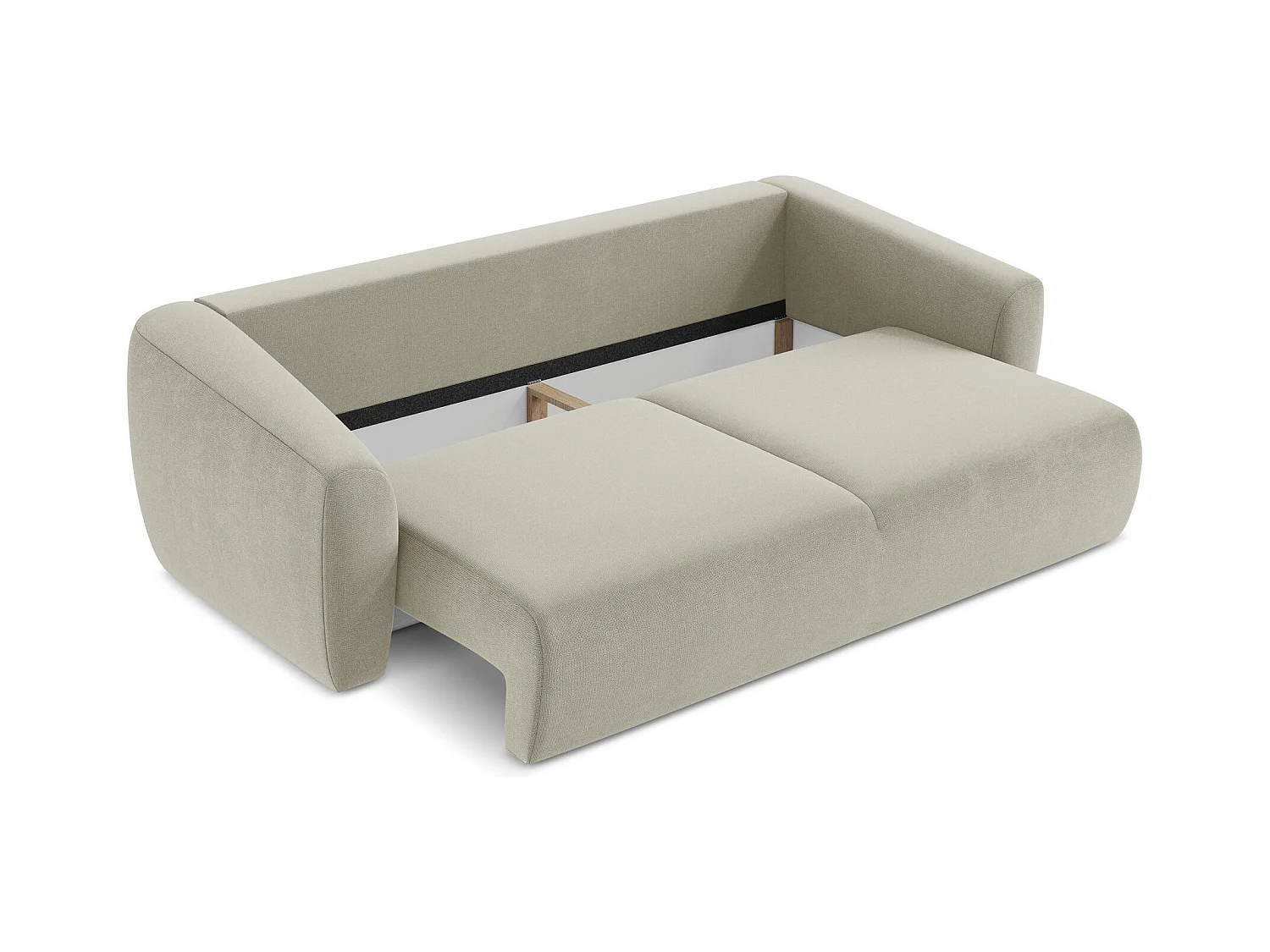 Canapé 3 places convertible en tissu texturé - beige clair - GUAVA