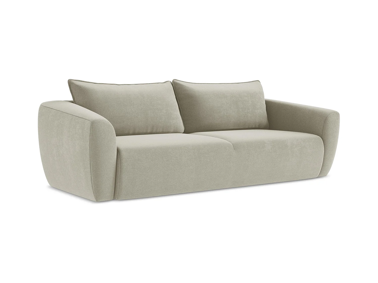 3-Sitzer Sofa mit Schlaffunktion - Strukturstoff - Hell beige - GUAVA