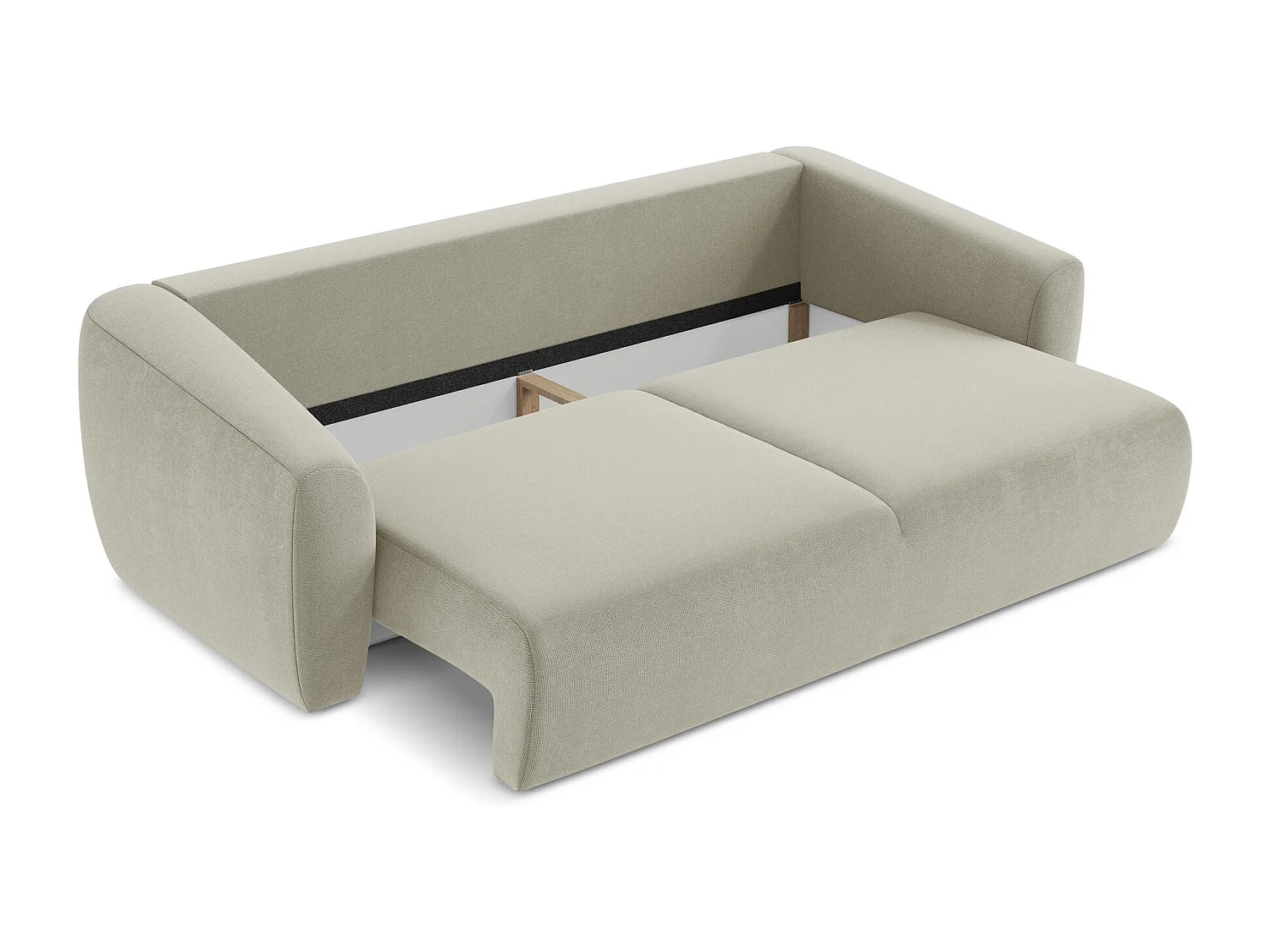 Canapé 3 places convertible en tissu texturé - beige clair - GUAVA