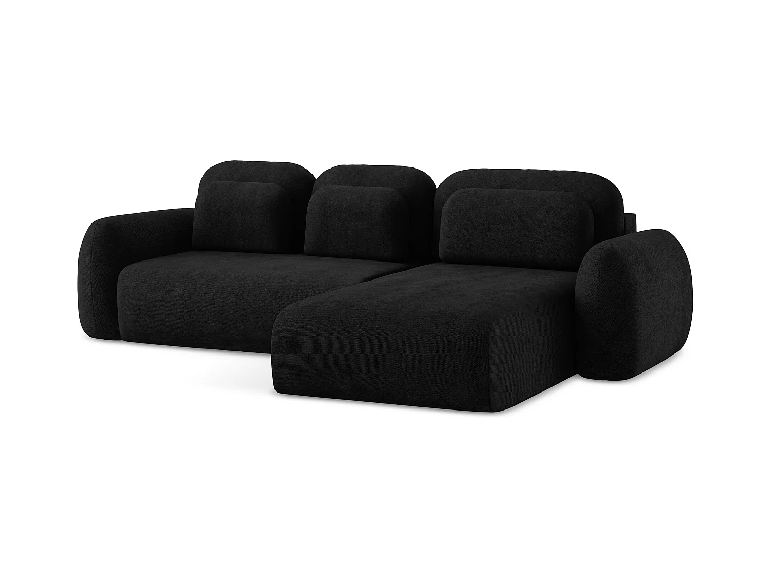 Canapé d'angle droit convertible en tissu chenille - noir - LOHI