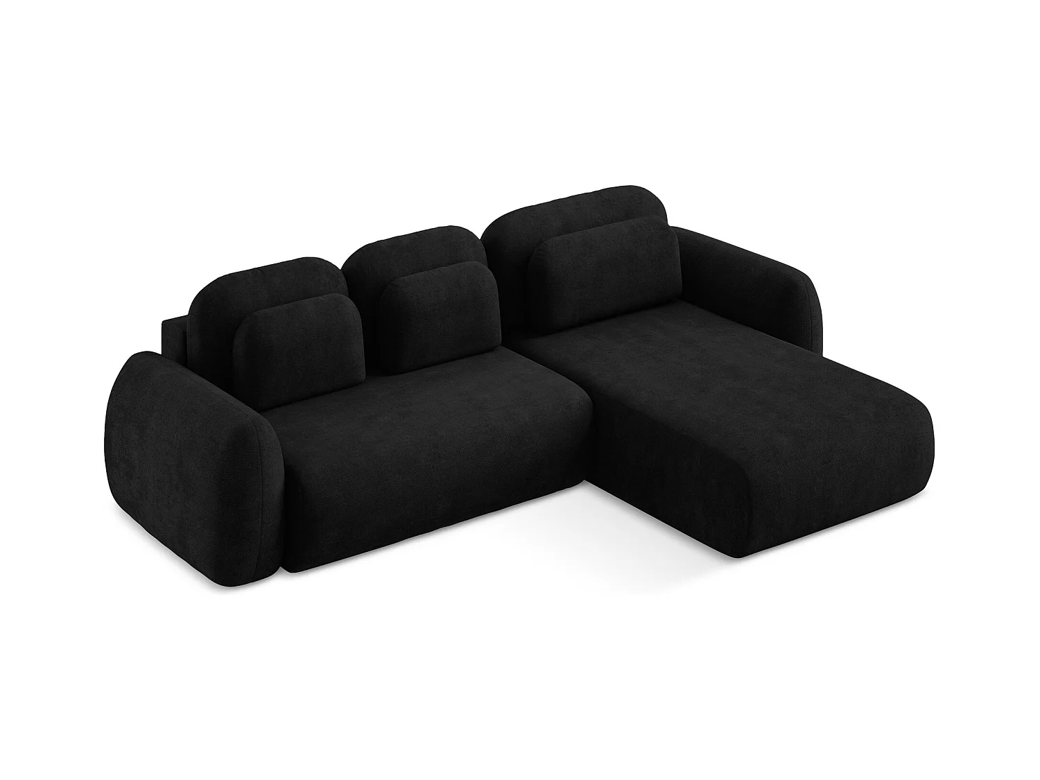 Canapé d'angle droit convertible en tissu chenille - noir - LOHI