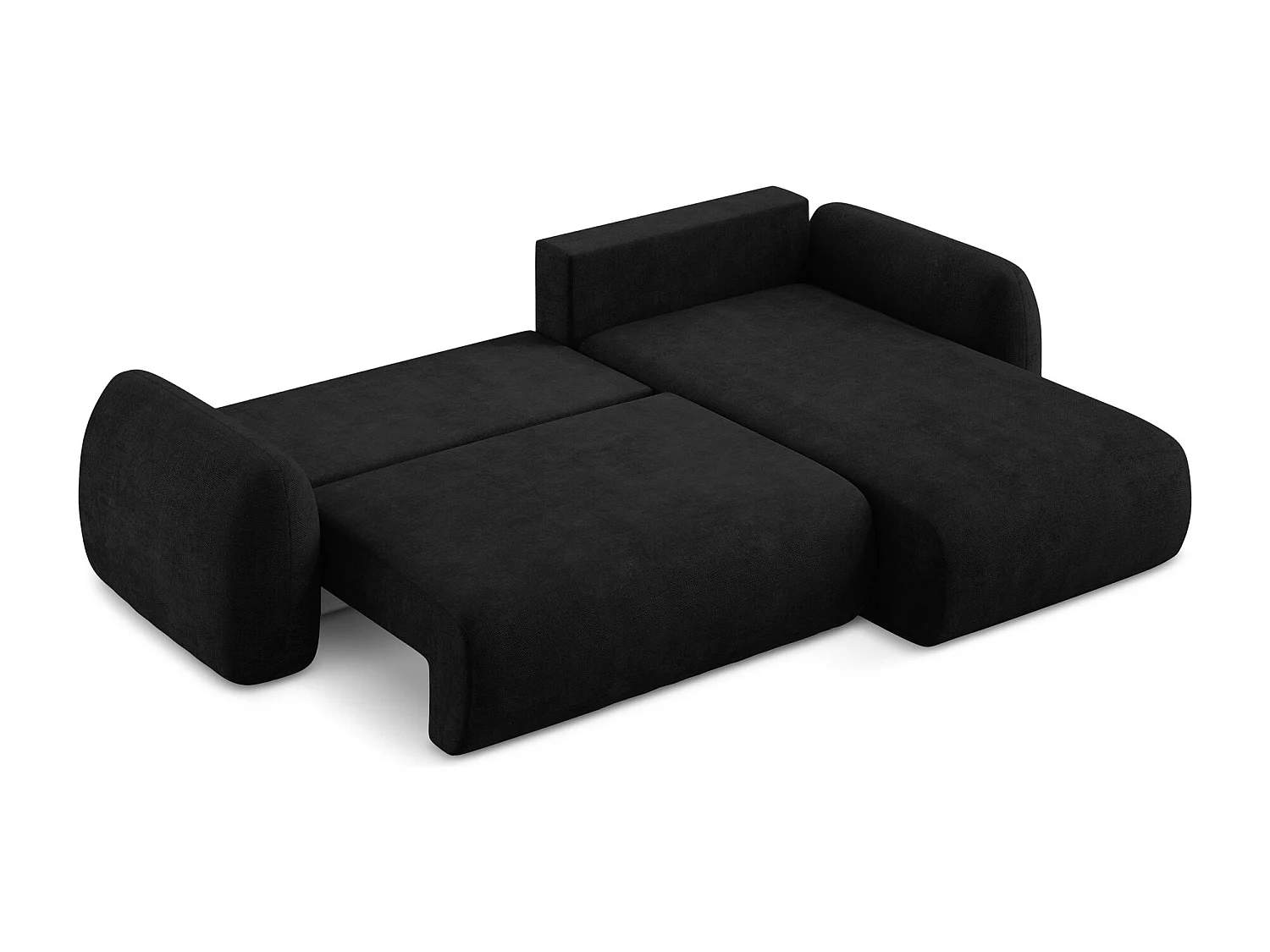 Canapé d'angle droit convertible en tissu chenille - noir - LOHI
