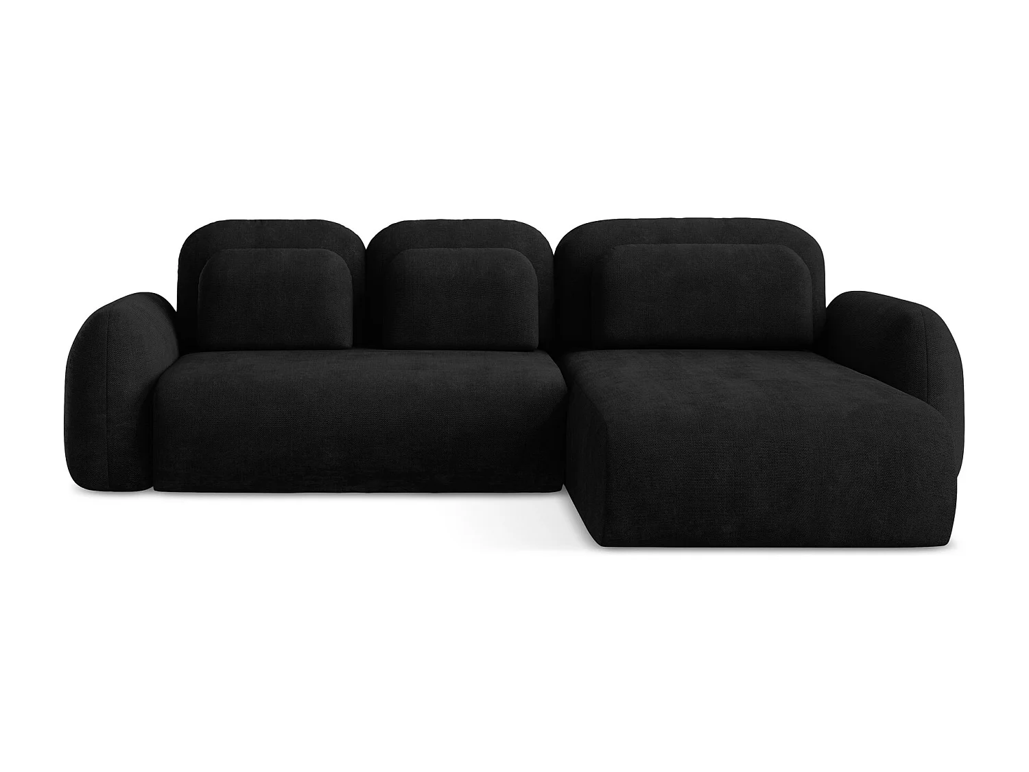 Canapé d'angle droit convertible en tissu chenille - noir - LOHI