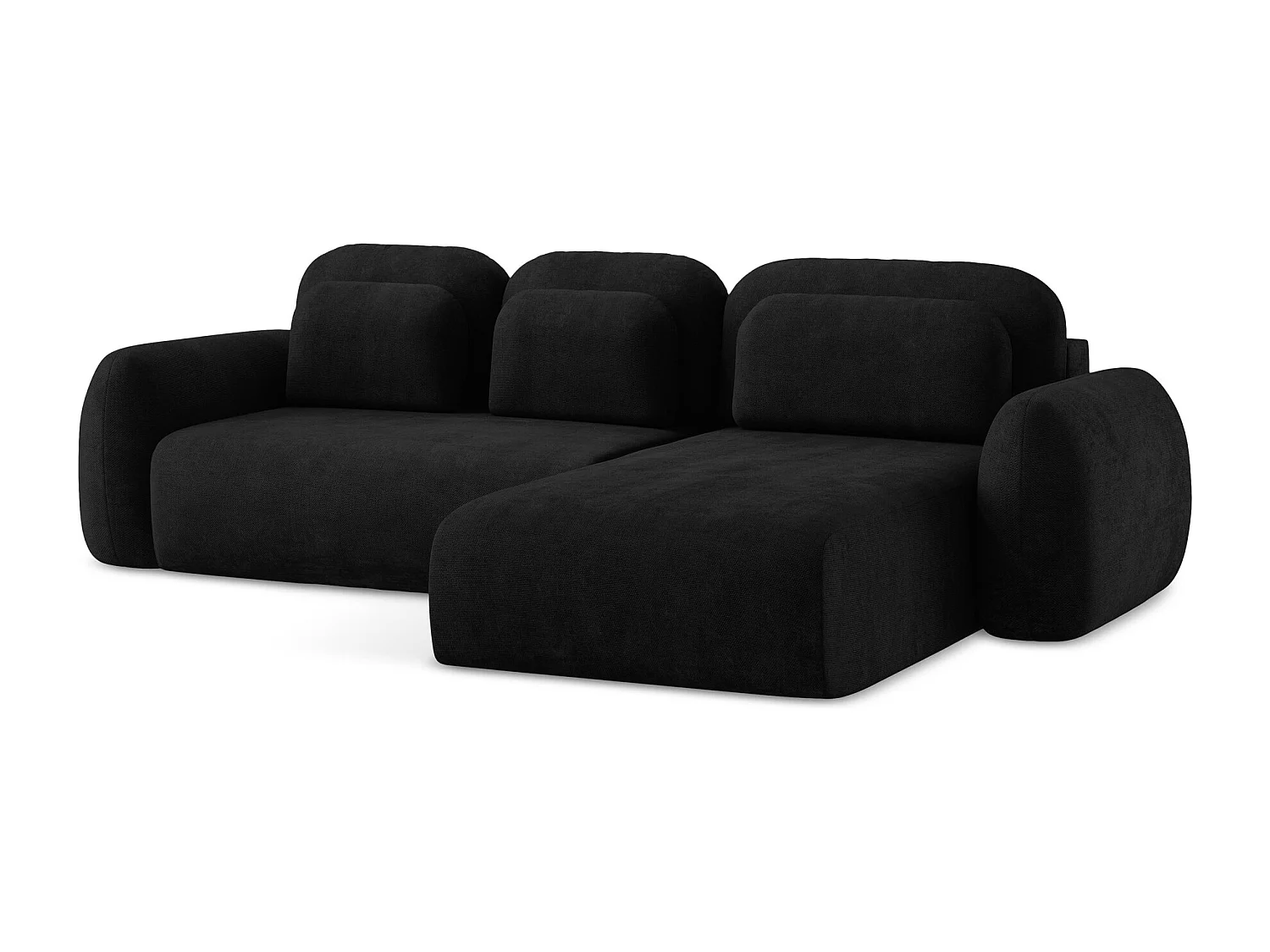 Canapé d'angle droit convertible en tissu chenille - noir - LOHI