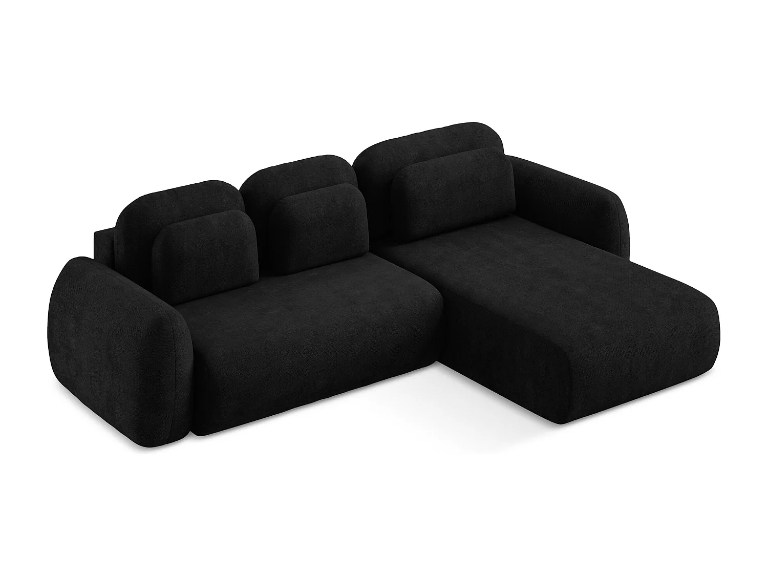 Canapé d'angle droit convertible en tissu chenille - noir - LOHI