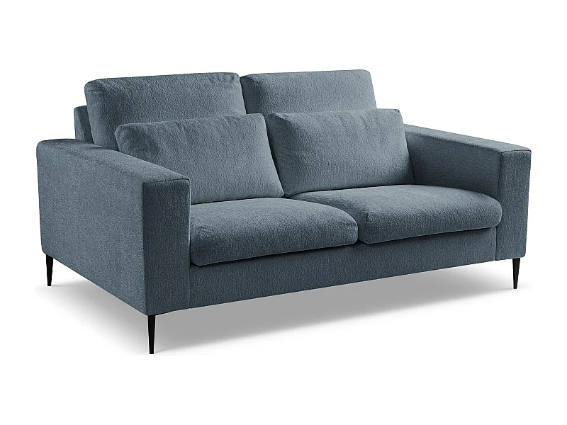 Tweezitsbank van blauw chenille stof - AKALA