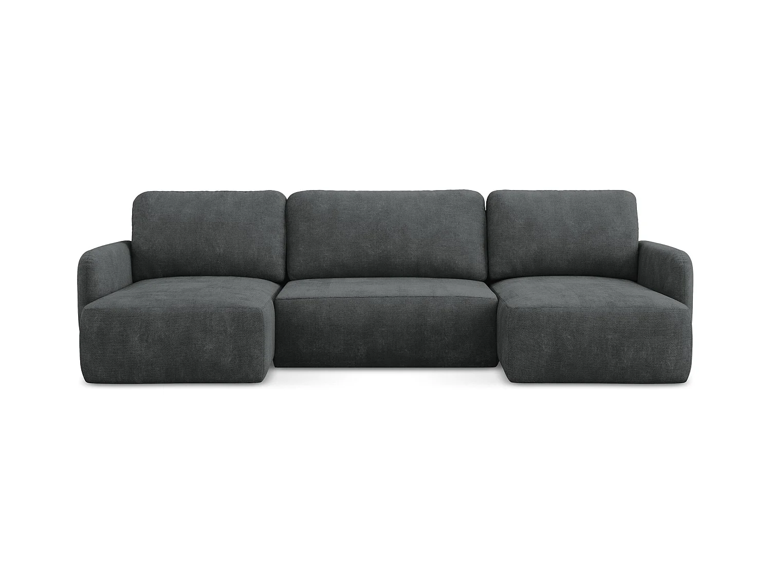 Canapé panoramique 4 places convertible en tissu chenille - gris foncé - LILO