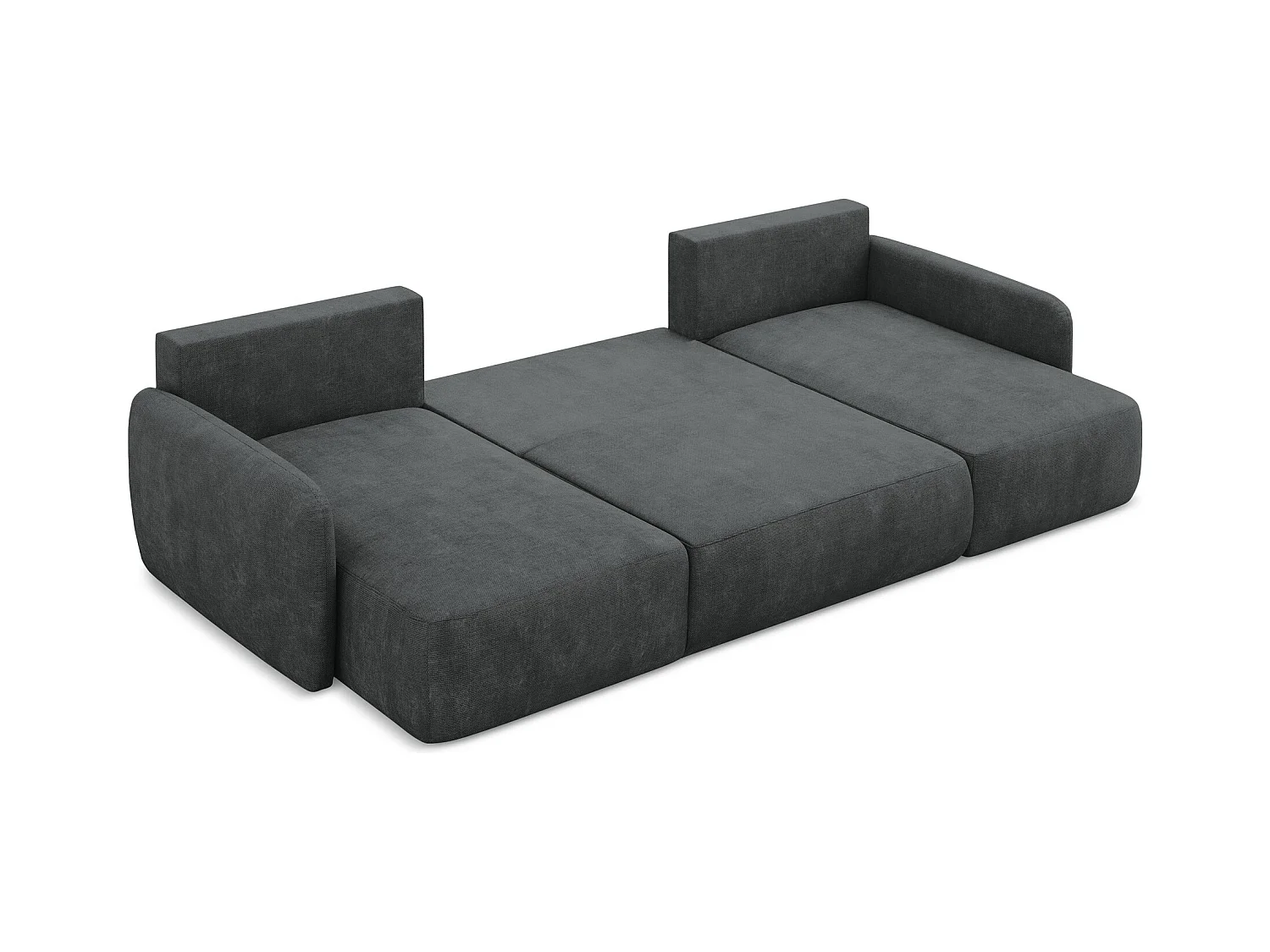 Canapé panoramique 4 places convertible en tissu chenille - gris foncé - LILO