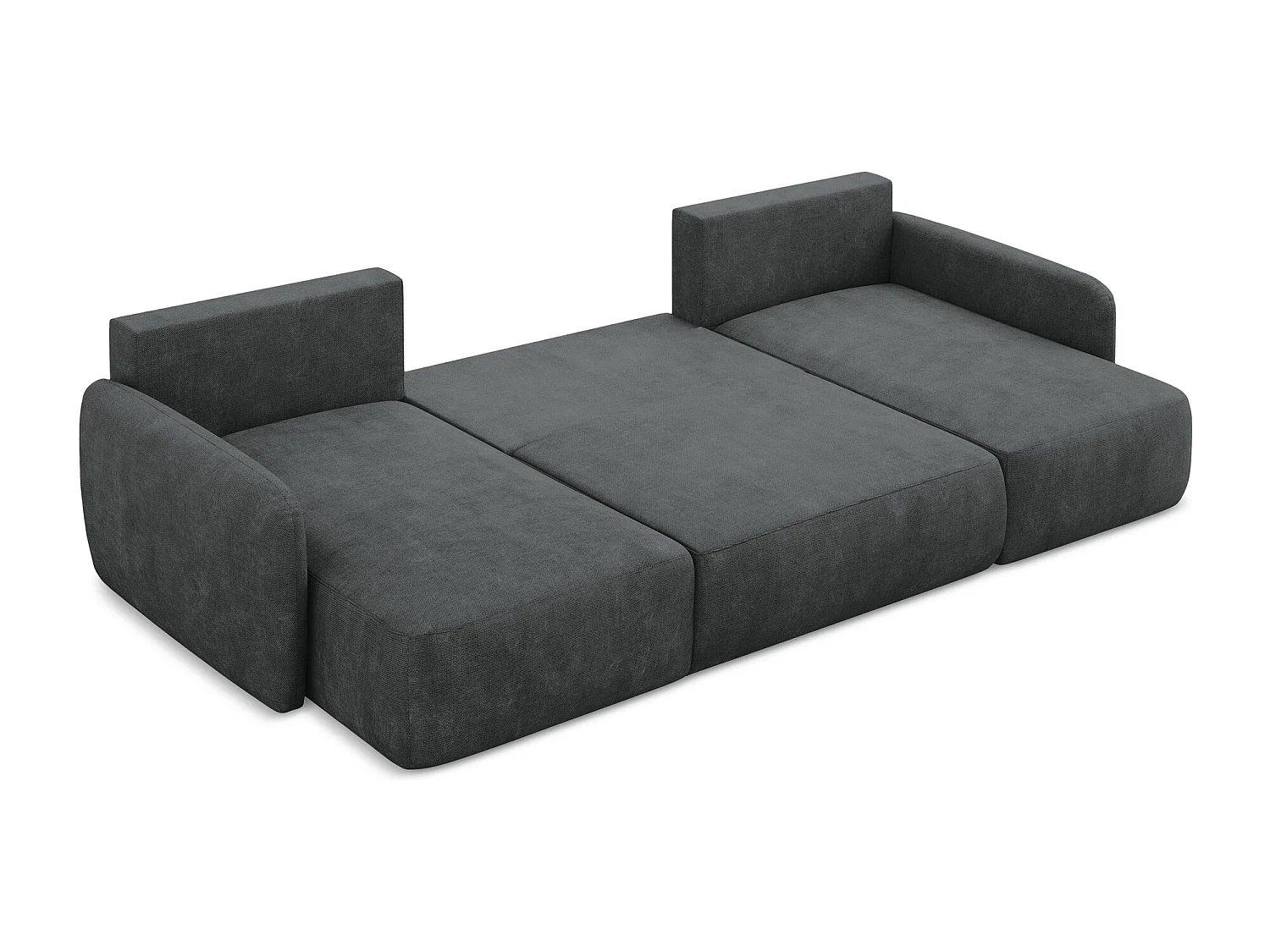 Canapé panoramique 4 places convertible en tissu chenille - gris foncé - LILO