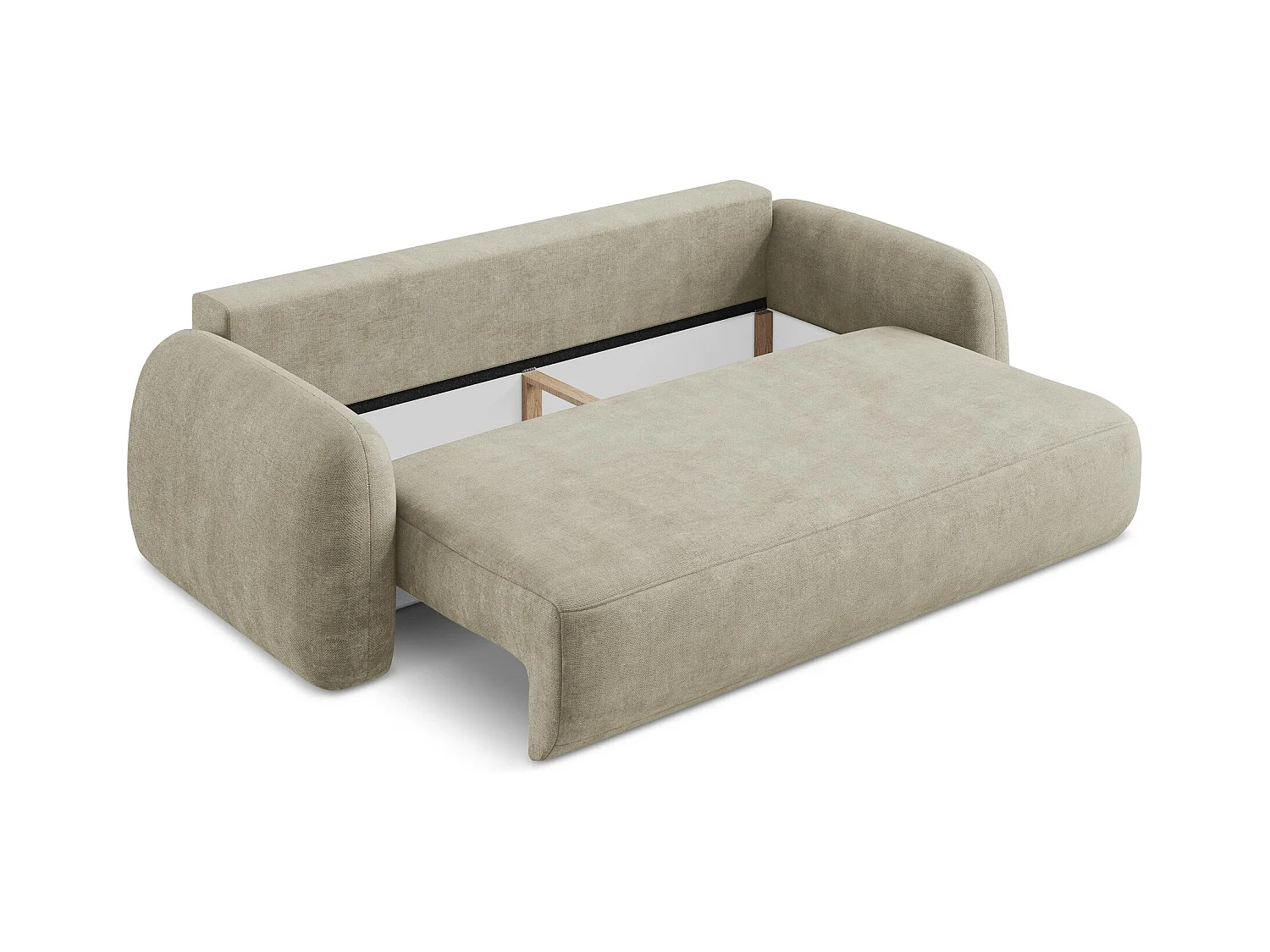Canapé 3 places convertible en tissu chenille - beige - HALE